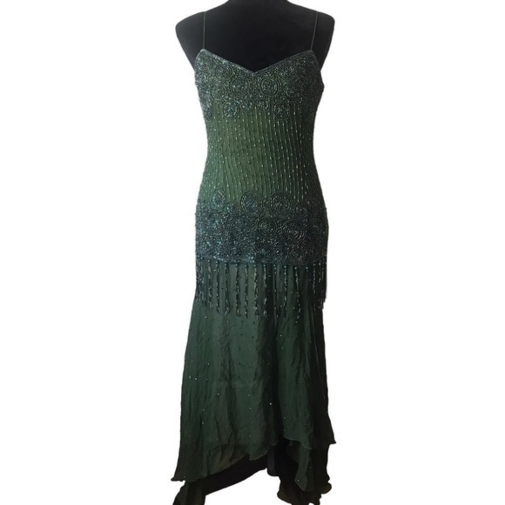 MY FASHION Beaded Silk Formal Dress
